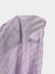 Elamini 春夏新款黑白条纹长袖女式衬衫和高腰阔腿女式短裤，休闲百搭两件套 - 淡紫色 - 查看 8