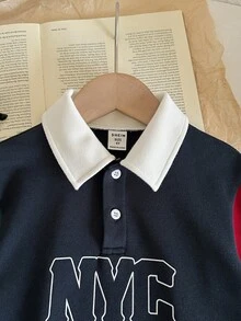 SHEIN LMoss Kids 男童撞色拼接Polo衫 - 彩色 - 查看 2