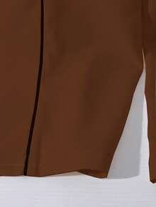 Franclia Pantalon ample à jambes larges pour femmes, couleur unie abricot avec rayures contrastées, décontracté pour tous les jours, polyvalent pour le travail, confortable, élégant à la française, printemps/automne, été - Tabac - Voir 6