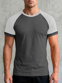 Ivalta Mexico Playera Para Caballero - Cuello Redondo Manga Corta - Combinable Ranglan - Gris/Blanco - Ver 1