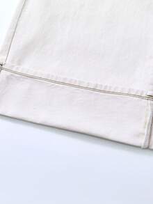 SHEIN MOD Pantalones vaqueros de pierna ancha de unicolor casuales para mujer de talla grande, para verano, primavera y vacaciones de verano. Pantalones blancos clásicos de pierna ancha para mujer, cómodos y de uso diario. - Blanco - Ver 7