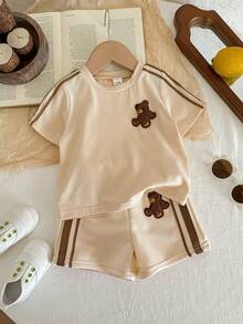 LMoss Kids 男婴夏季休闲小熊图案T恤和短裤套装 - 彩色 - 查看 5