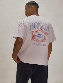 Musero 圆领短袖大后背印花T恤衫，春夏必备单品 - 粉色 - 查看 1