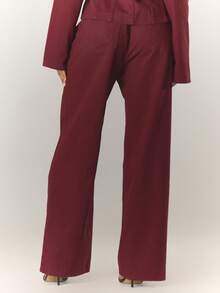 MUSERA Celana Jeans Potongan Lebar dengan Kantong Miring untuk Musim Semi dan Musim Panas - Burgundy - View 4