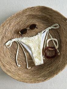 Swim Mod Women's Solid Color Multi-Layer Frill Tie-Front Bikini Bottom - Pink - View 2
