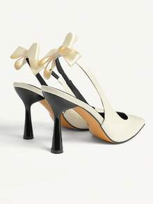 CUCCOO CHICEST Giày cao gót mũi nhọn, đế thấp, gót mảnh, quai sau đính nơ, hở gót, kiểu dáng thanh lịch và thoải mái cho nữ, thích hợp cho các buổi tiệc tối mùa xuân/thu, màu đen, dịp Giáng sinh. - Rượu sâm banh - Xem 9