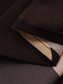 Livesso 女士波点印花系带灯笼袖修身优雅中长连衣裙 - 棕色 - 查看 8