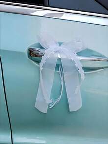 10 chiếc/gói: Nơ lụa trang trí đám cưới, nơ cài xe, nơ ghế, nơ trang trí tiệc tùng, lễ hội, cổng cưới, bình hoa, phụ kiện chụp ảnh. - trắng - Xem 2