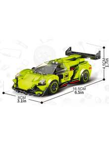 Fluorescent Green Famous Sports Car Building Blocks - Operable Parts & TPR Tyre Kit For Enthusiasts (Piece Count: 305pcs) - Multicolor - View 3
