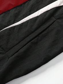 Manfinity EMRG Áo khoác nam dài tay cổ đứng phối màu tương phản, khóa kéo, kiểu dáng thường ngày. - màu đen - Xem 3