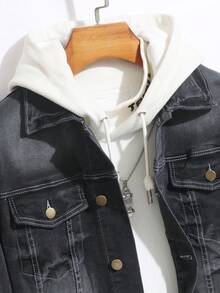 Manfinity Homme Chaqueta vaquera casual y versátil de botones delanteros para hombre - Gris - Ver 7