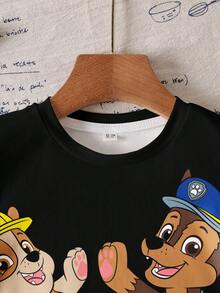 SHEIN | PAW Patrol Young Boy Cartoon Pattern Casual Crew Neck Short Sleeve T-Shirt - White - View 4