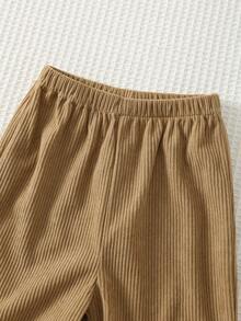 Cozy Pixies 2件套男婴卡通熊条纹polo领短袖半拉链套头卫衣和松紧腰裤套装