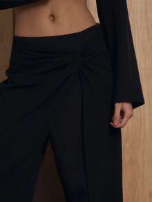 MUSERA Chiffon Overlay Wrap Twist Front Straight Leg Trouser Winter  NewYear Cute Sexy Going Out Evening Party Accented