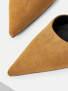 Mnmlis 女士优雅尖头高跟凉鞋，通勤必备 - 卡其色 - 查看 4