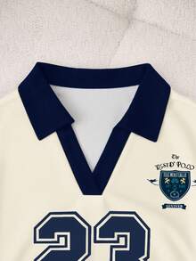 Rovax Women's Casual Street Style #23 Print Lapel Top - White - View 5