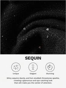 Franclia Going Out French Retro Fashion Commuting H-Shaped Professional Slim Temperament Sequined Black Suit Women's Autumn And Winter Single-Breasted Suit Jacket Party Dance Ladies Fashion Suit Jacket - Black - View 4