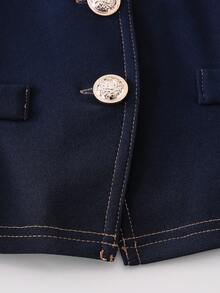 Tween Girls' Elegant Commuting & School Formal Sleeveless Top + Loose Straight Leg Pants Contrast Stitching Faux Denim Vest 2-Piece Set, Spring/Summer - Blue - View 4