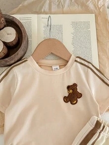 LMoss Kids 男婴夏季休闲小熊图案T恤和短裤套装 - 彩色 - 查看 3