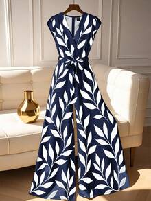 Franclia 女式夏季收腰连体裤、阔腿裤套装、植物印花连体衣