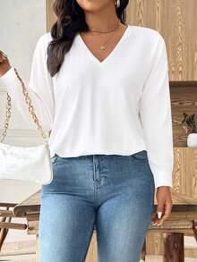 Breezaya 大码女式白色后背解构褶裥长袖商务休闲优雅秋冬宽松纽扣衬衫 - 黑與白 - 查看 3