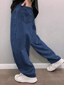 GALLERY FADE Plus Size Men's Fashionable Tapered Leg Jeans - Medium Wash - View 2