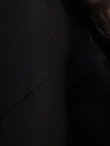 Aveloria Modichic Conjunto de pantalones rectos de traje ligero de mujer de doble botonadura con sensación transparente de tela de parche de organza - Negro - Ver 7