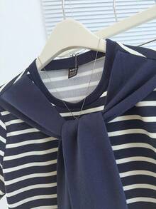 Resyla Women's Round Neck Short Sleeve Striped Fashionable Summer Top - Multicolor - View 5