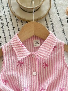 SHEIN Baby Girl Floral Print Casual Woven Shirt, Summer - Multicolor - View 5