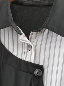 GlowEve Váy chữ A cổ bẻ in họa tiết sọc đen dành cho nữ kèm thắt lưng nơ và khuy cài, thanh lịch và đa năng cho trang phục hàng ngày, công sở, thường ngày, hẹn hò, phong cách đường phố, cổ điển, tiệc năm mới, đầu xuân/thu đông - Nhiều màu - Xem 3