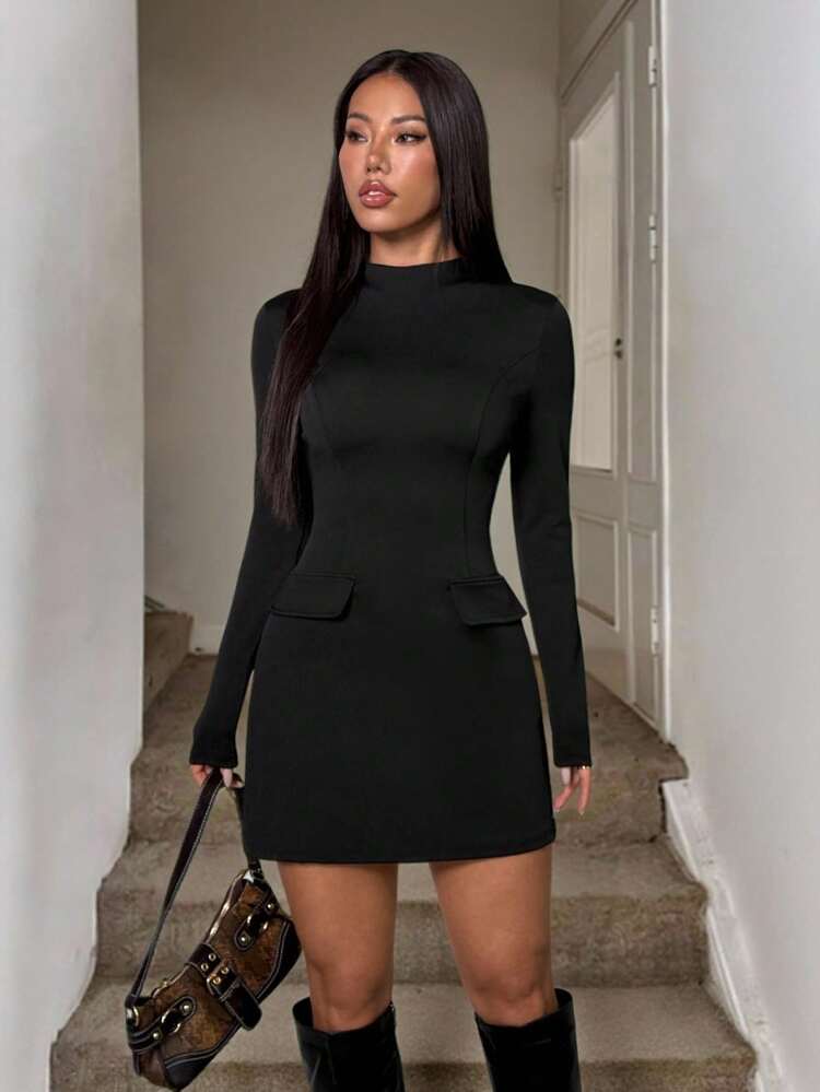 long sleeve maxi maternity dress Black Lace Mock Neck Long Sleeve Maternity Maxi Dress
