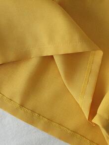 GlowEve CURVE Plus Size Women 2pcs Set: Round Neck Sleeveless Top And Shorts, Casual Elegant Daily Wear Brunch Mustard Yellow Summer - Yellow - View 4