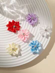 30 piezas/set Accesorio de decoración de prendas de unicolor, diseño de flor de cristal de fantasía de tela linda para manualidades de joyería DIY para coser - Color del capullo de nieve - Ver 4