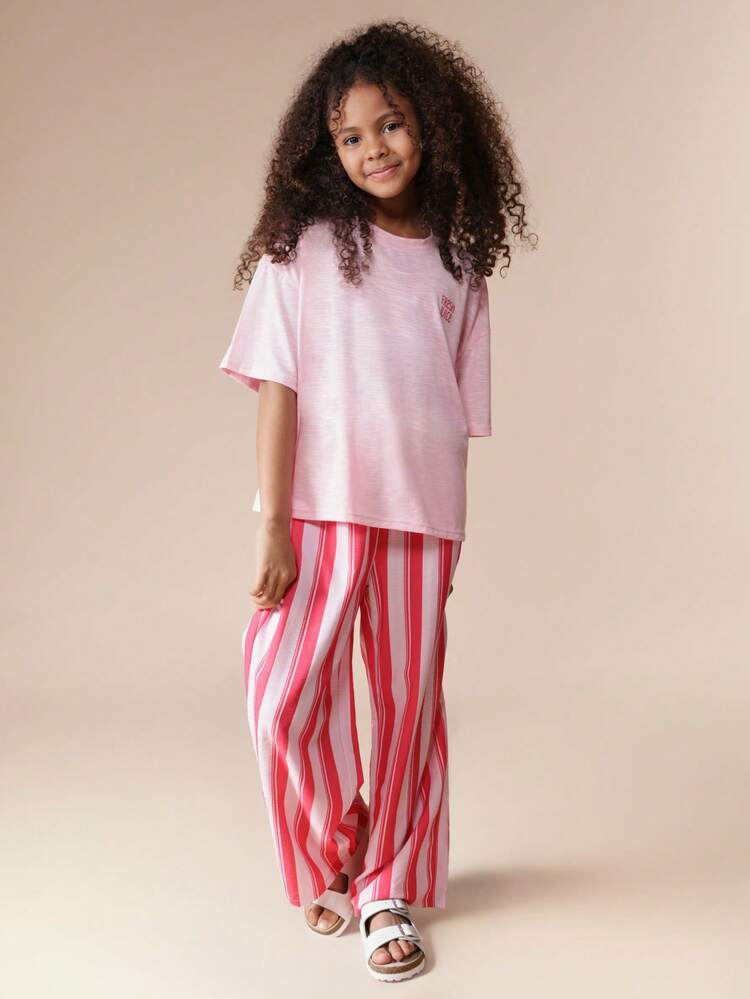 Fresh Juice Tee With Stripe Pants Set