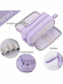 Estojo grande para lápis (1 unidade), estojo organizador de alta capacidade, bolsa para canetas com várias camadas, organizador de mesa para canetas e marcadores, ideal para estudantes do ensino fundamental, médio, universitários, adultos, meninas e meninos, volta às aulas (várias cores disponíveis), material escolar. - Multicolorido - Ver 5