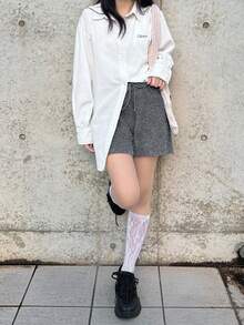 FRIFUL Women's Short Plush Thickened Casual Sweet Layered Sweater Pants, Autumn - Grey - View 3