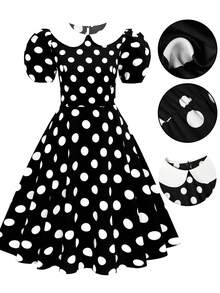 Rometta 大码简约时尚休闲日常连衣裙，情人节 - 黑與白 - 查看 1