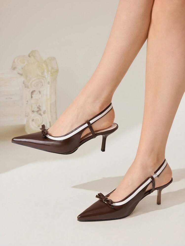 CUCCOO CHICEST Women's Pointed Toe Bow Decor Dress Pumps, Versatile & Fashionable High Heels For Daily Wear Valentine's Day Elegant Shoes