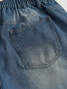 SHEIN MOD Jeans acampanados y sueltos con rotos para mujer de talla grande, azul - Azul lavado medio - Ver 4