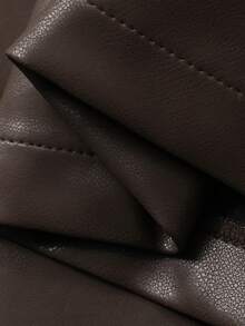 Livesso 女士宽松休闲棕色皮夹克，适合春、夏、秋、冬四季穿着。