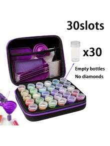 30/60/120 Slots DIY Diamond Painting Storage Case, Upgraded Canvas Organizer With Accessories, Shockproof Bead & Art Supply Holder, Portable Jewelry Container With Tools, Multifunctional Craft & Sewing Supplies Kit, Plastic Material - Multicolor - View 4