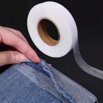 شريط تداخل، لاصق، شريط لاصق ثنائي الجانب DIY، بطانة قماش غير منسوج، شريط كتان للبنطلون، ختم حافة لاصق ذاتي، شريط لاصق مختصر، ملابس جينز، اكسسوارات خياطة منزلية، مناسب لاكسسوارات الملابس