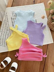 SHEIN LMoss Kids 4件套女婴针织修身彩色糖果色舒适柔软休闲吊带衫 - 彩色 - 查看 2