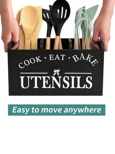 1pc Wooden Compartment Storage Box, Detachable Organizer Tray For Kitchen Utensils, Knives, Forks, Spoons, Chopsticks