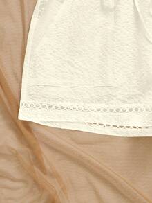 EMERY ROSE 2025 Plus Size Women Frill Trim Waist Tie Pocket Floral Shorts, Summer - Apricot - View 7