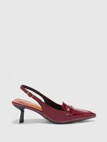 CUCCOO BIZCHIC Burgundy Pointed Toe Stiletto High Heel Fashionable Minimalist French Style Versatile Women Pumps, Spring/Autumn Valentine's Day - Burgundy - View 2