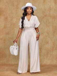 Brilight Women's Summer Sexy And Elegant Linen Two-Piece Set, South African Style Clothing, Suitable For Parties And Dates. V-Neck, Slim Fit Design, Leisure Vacation Y2K Party Style, Retro Fashion And Minimalist Style. New Product Launch. Multi-Purpose. Slim Fit Design. Suitable For Halloween Activities, Women's Beachwear, Women's Leisure Suits - Apricot - View 6