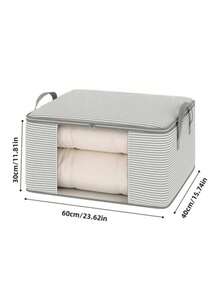 Bolsa de almacenamiento debajo de la cama con rayas grises, diseño plegable de gran capacidad a prueba de polvo con ventana transparente para mantas, ropa, juguetes y artículos de temporada - patrón de rayas - Ver 12