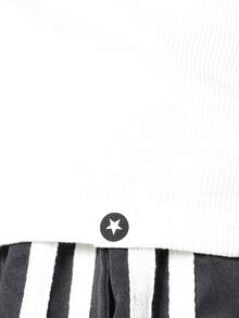 SUMWON Cherry Embroidered Ribbed Short Sleeve Crew Neck Ringer Tee With Contrast Red Trim Summer Casual Top Vacation - White - View 6