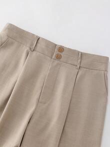 GlowEve CURVE Pantaloni casual cu picior drept pentru femei, mărime plus - Kaki - Vizualizare 7